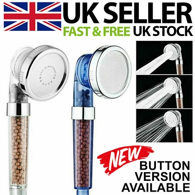 SHOWER HEAD HIGH PRESSURE FILTERS CHROME WATER SAVING TURBO BATH BATHROOM IONIC
