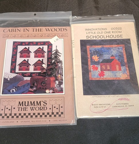 2 Cabin in the Woods Debbie Mumm & One Room Schoolhouse Wallhanging Quilt Patter - Picture 1 of 10