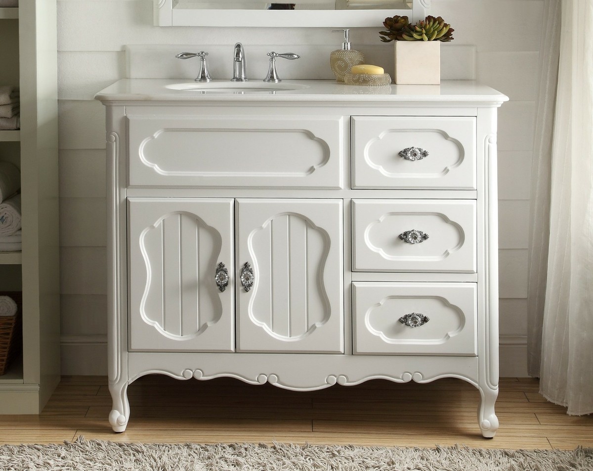 42 inch Knoxville White Vintage Bathroom Sink Vanity GD-1509W-AW
