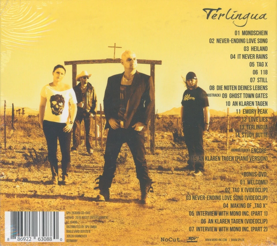 MONO INC. Terlingua (Exklusiv mit 2 Bonustracks) CD+DVD Digipack 2015 - Bild 2 von 2