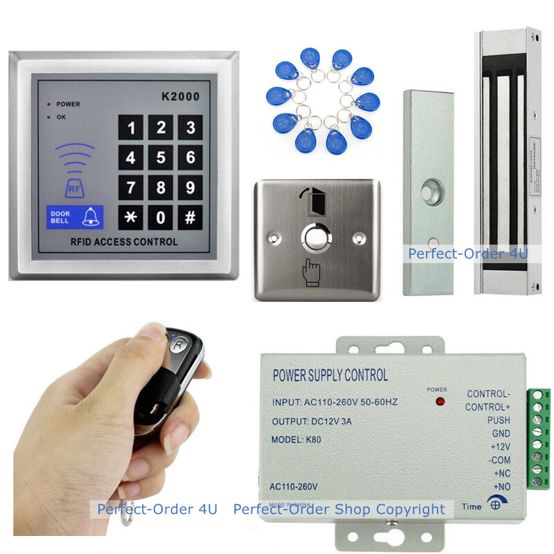 RFID Card Password Door Access System with 400lb Magnetic Lock and Doorbell