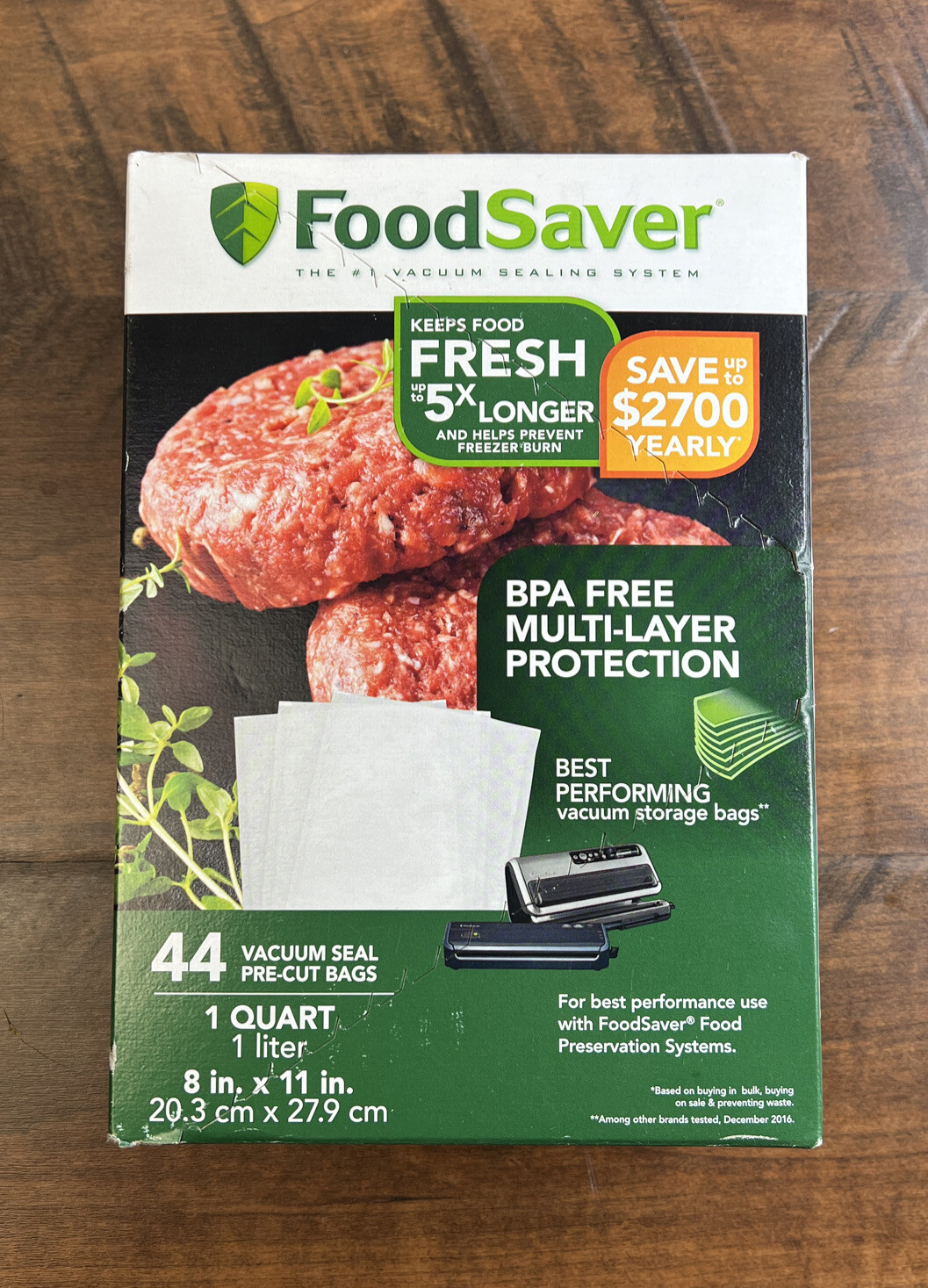FoodSaver 44 PreCut 8" x11" inch Quart Size Vacuum Seal Bags BPA Free