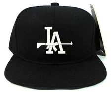 Los Angeles LA SHOT GUN LOGO Black Snapback Cap Hat Adjustable one size 