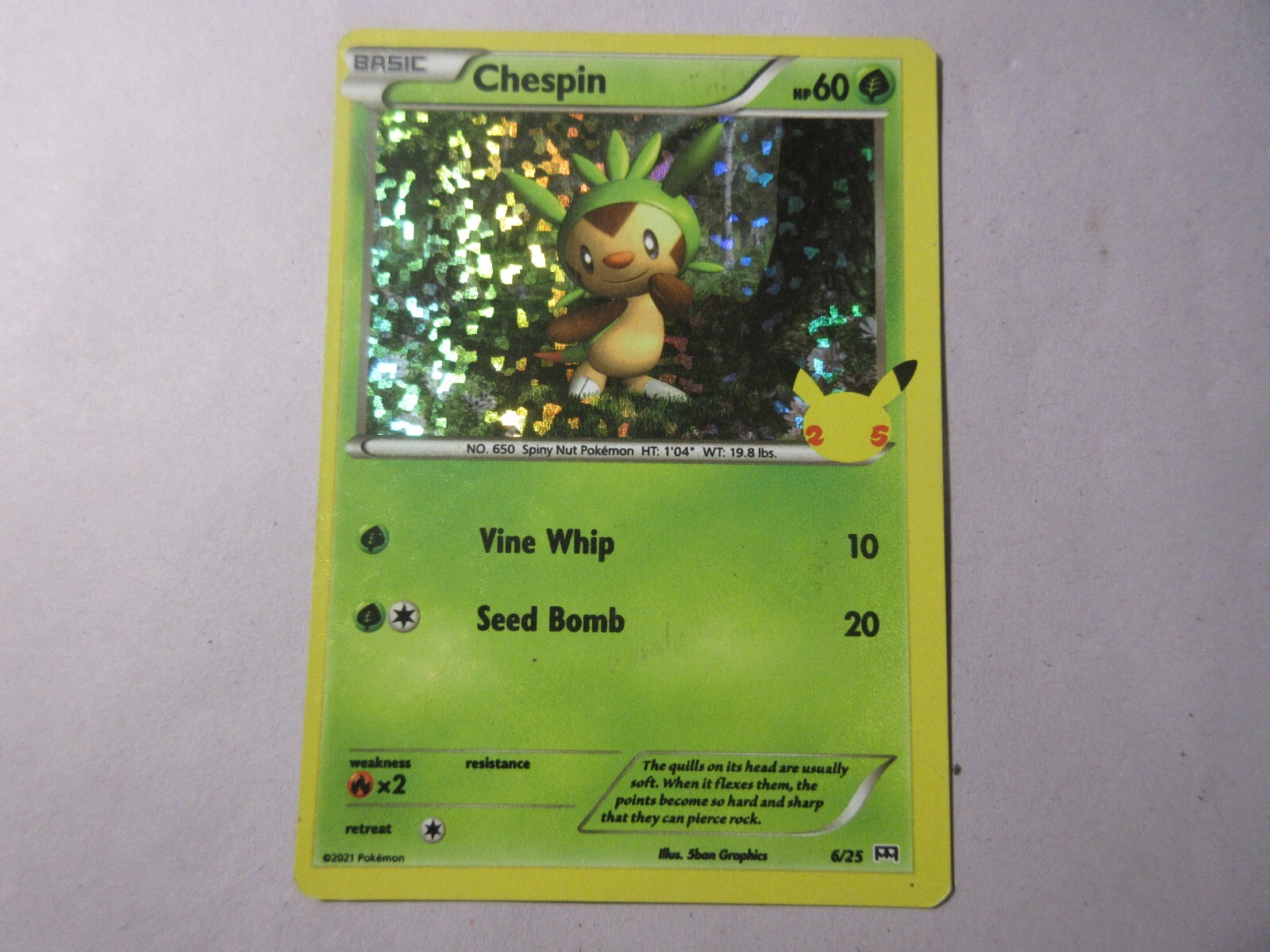 Chespin Holo McDonald's Promo Pokemon Card LP