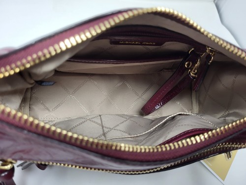 Michael Kors Lorimer Satchel Crossbody Dark Berry Purse - Picture 10 of 11