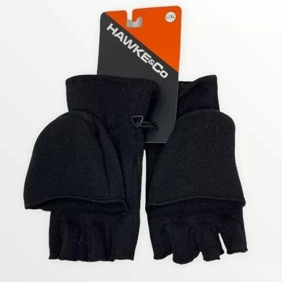 Hawke & Co Foldover Mitten Gloves Black Size S/M