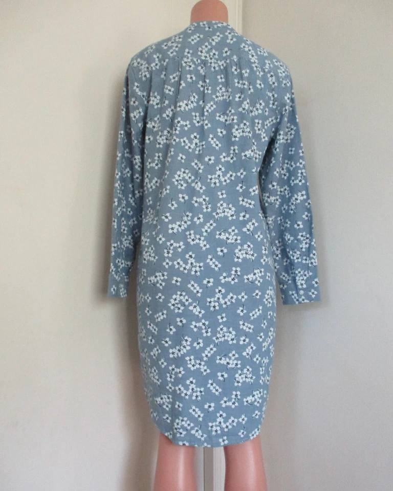 LANDS' END DRAPER JAMES COTTON BLUE FLORAL LONG SLEEVE SHIRT DRESS,  SIZE S 6-8 - Image 2 of 4