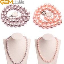 Jewelry Chain Women Handmade Colorful Beaded Shell Mop Pearl Necklace 18" 10mm