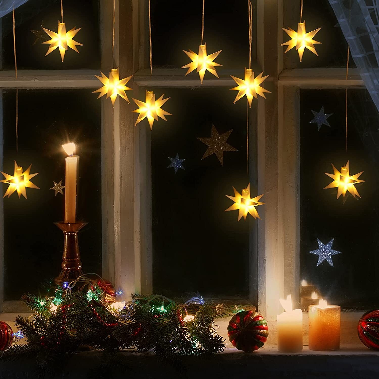 SALCAR Weihnachtsstern LED Lichterkette 3 Leuchtstern Weihnachtsdeko Innen Außen
