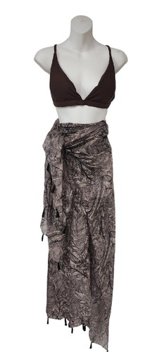 Brown Thong Bikini Swim Suit With Matching Kumino Wrap XL - Picture 7 of 11