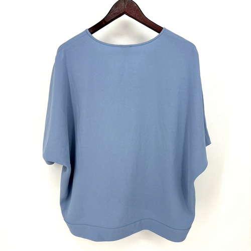 Chicos Top Rozmiar M Sky Blue Flowy Boxy Bluzka Koszula Klasyczny szyk Krótki rękaw - Zdjęcie 6 z 6