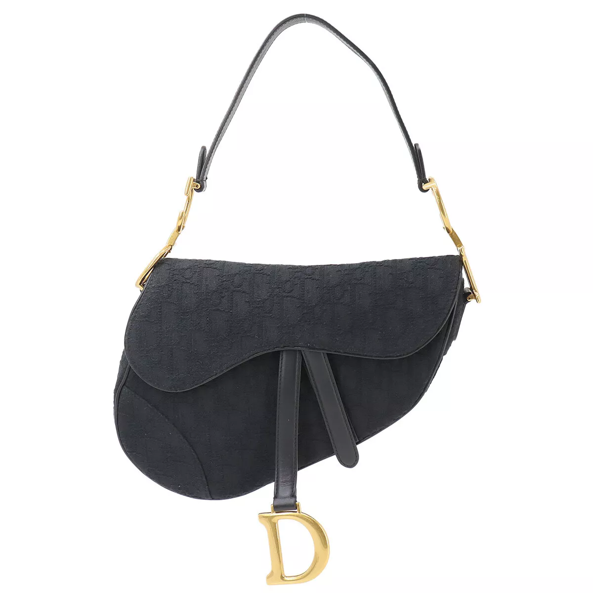 Sac à main Christian Dior trotteur selle toile noir 90256801