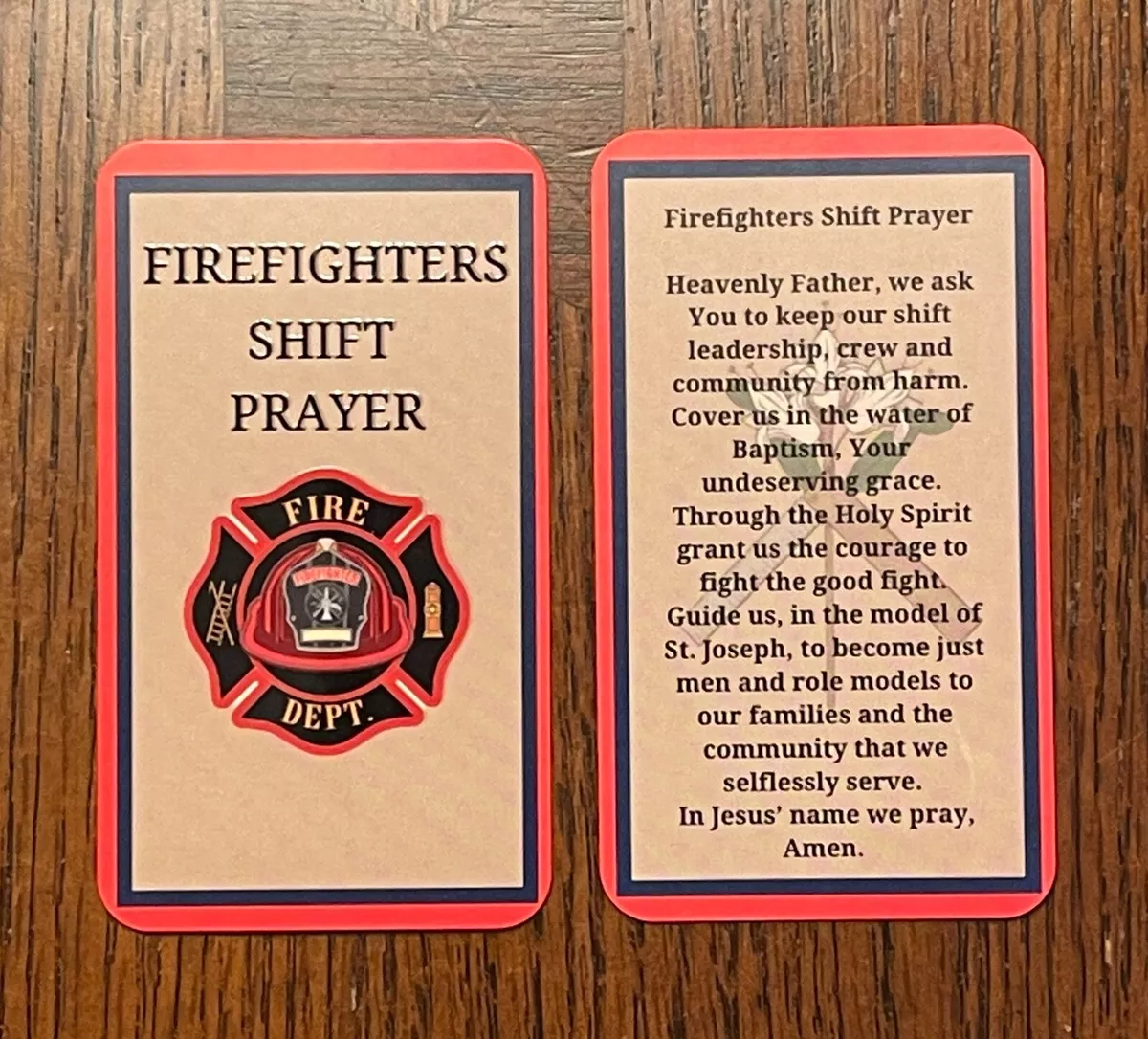 Firefighter Shift Prayer - Firefighter Prayer Cards (3 Cards)