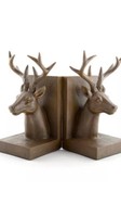 Stags Head Wooden Effect Brown Bookends Home Office Country Rustic Wildlife Stags Head Wooden Effect Brown Bookends Home Office Country Rustic Wildlife
