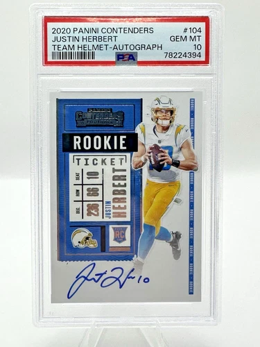 2020 Contenders Team Helmet Justin Herbert ROOKIE TICKET AUTO PSA 10 Chargers