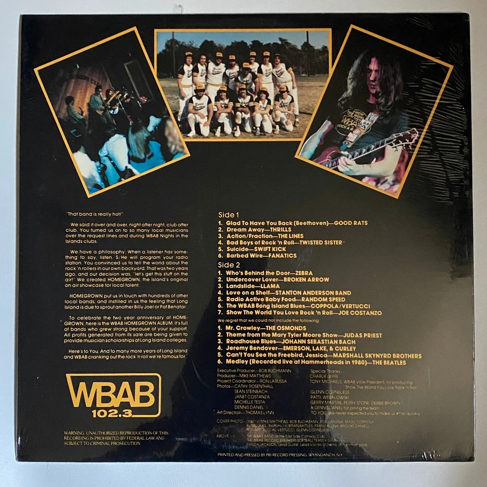 Various Artists WBAB Homegrown Album 1981 WBAB Broken Records NEW Sealed 12" LP - Image 2 of 2