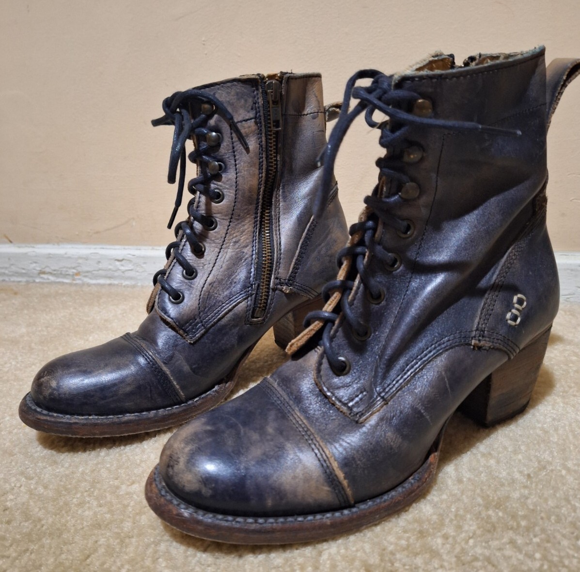 Bed Stu Judgement Brown/Gray Distressed Leather LaceUp Ankle Boots 8 300 eBay