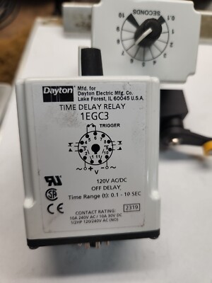Dayton Single Function Time Delay Relay 120Vac/Dc 10A DPDT 11 Pin 1EGC3 ...
