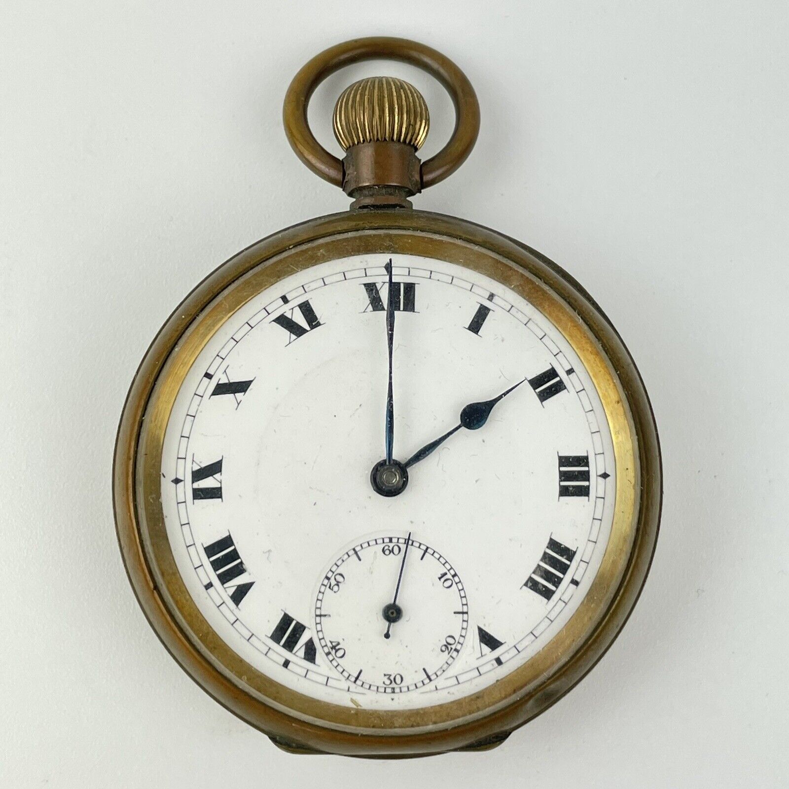 Antique Brass Cased Globe Watch Co Pocket Watch 5cm Not Working