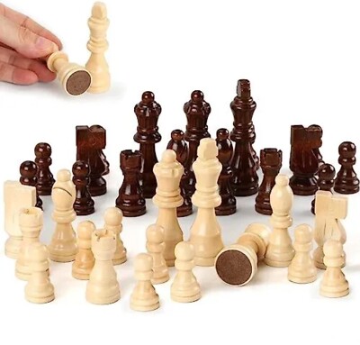 Magnetic Wooden Chess Pieces Only, 3'' Large King Chess Pieces Weighted