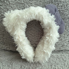 USJ Hello Kitty Fluffy Headband White Gray Ribbon Universal Studios Japan