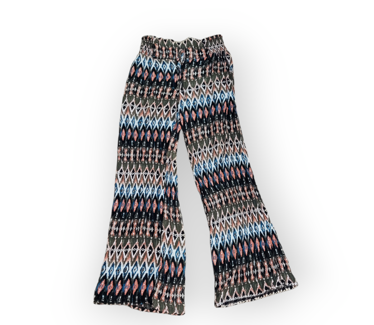 Peace Pearls Women Pants Palazzo Wide Leg High Waist Drawstring