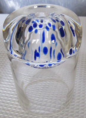 Beautiful - Unique - Heavy- Elements Art Glass Oil Lamp Blue Clear Hand Blown