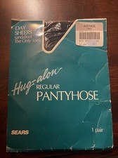 Sears Hug-Alon Day Sheers Sandalfoot Pantyhose - Navy - Size Average 1990  s Vtg