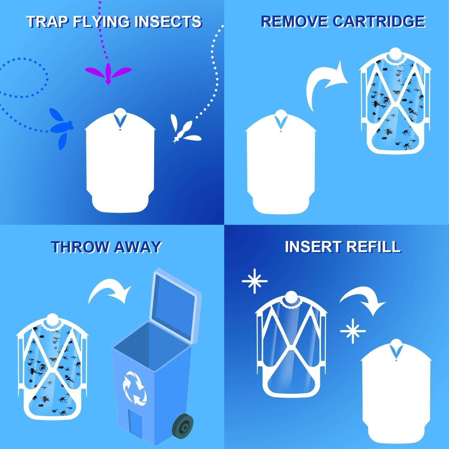 8 Pack Refill Cartridge Kit Compatible with ZEVO Plug-in Light M364 and Max,