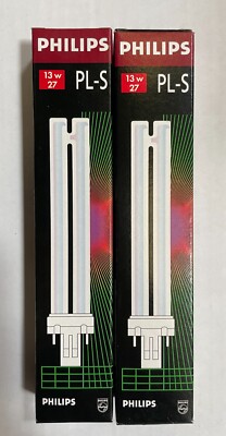 Philips PL-S 13w 27 Twin Tube 2 Pin Base, 2pk | eBay