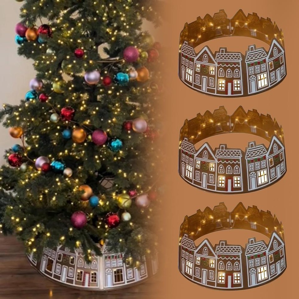 LED Gingerbread House Christmas Tree Collar Suitable All Xmas Tree, 26