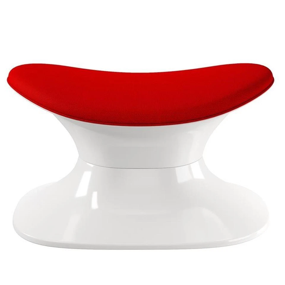 Pemberly Row Modern 14.5" Mid-Century Cotton Alpha Ottoman in Red - Image 2 of 3