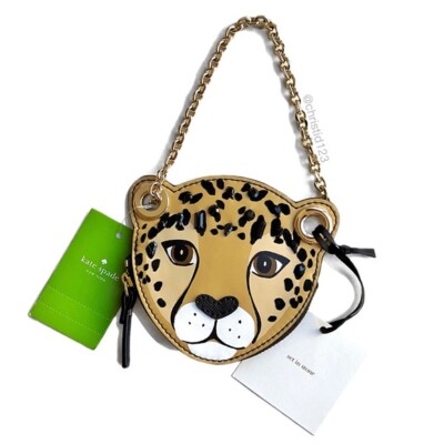 KATE SPADE RUN WILD LEOPARD COIN PURSE CHAIN WRISTLET -$119+