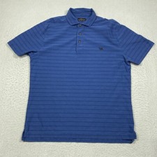 Rodd  Gunn Polo Shirt Mens XL Blue Striped Short Sleeve