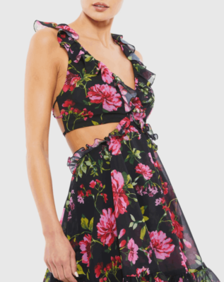 Mac Duggal NWT size 4 Ruffle Lace Cut out mini floral dress party formal  prom st | eBay