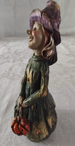 4 Vtg Halloween Tabletop Decorations Witches Pumpkin Fortune Teller Figurines - 第 9/19 張圖片