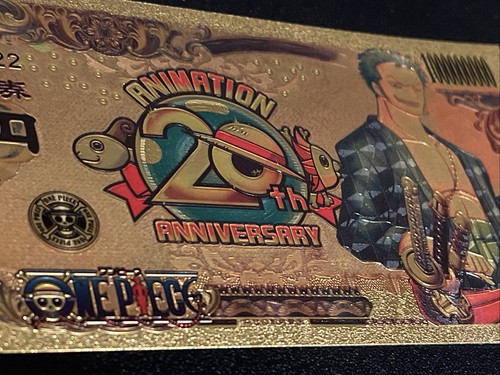 Roronoa Zoro One Piece Gold Banknote Anime Manga 20th Anniversary Gift Note 222 - Picture 3 of 7