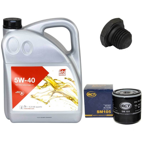 MotoröL Set 5W-40 5 Liter + ÖLfilter + Schraube FüR Opel Omega B Vectra B 2.0-image
