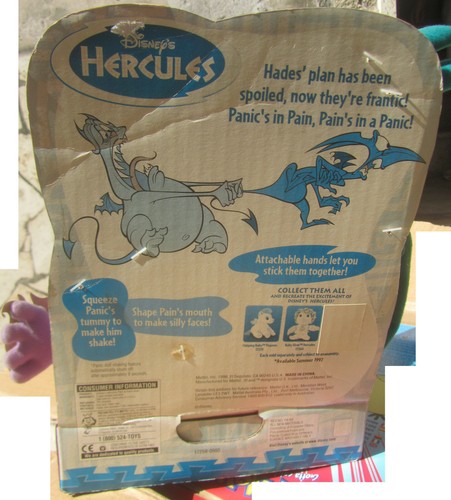 1996 Hercules Panic & Pain Disney Mattel Plush Doll Action Figures SBIADITO - Imagen 2 de 2