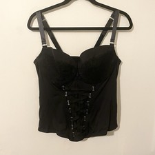 Cacique Black Lace Up Corset Bra Top Lingerie Adjustable Plus Size 18 20