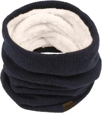 Winter Infinity Scarf Double Layer Fleece Lined Knit Neck Warmer