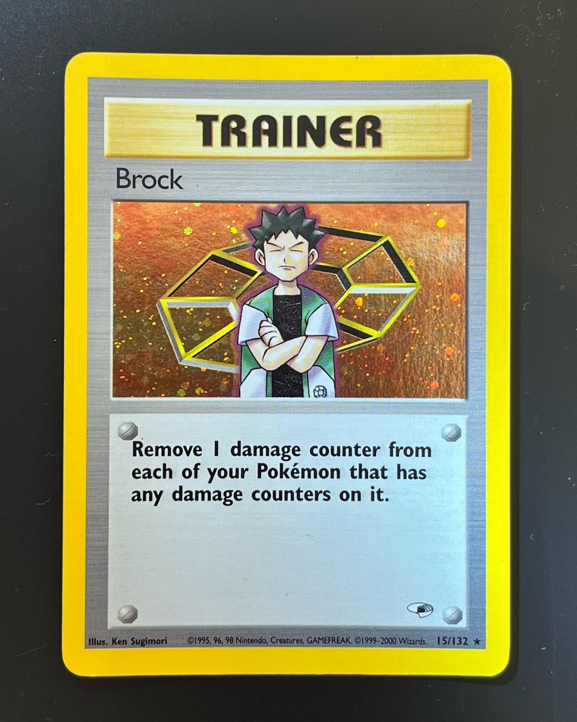 Brock 15/132 Gym Heroes Holo Trainer Pokemon TCG Moderately Played MP