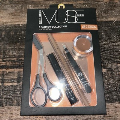 Muse Beauty Evolved 5 Piece Brow Collection Light & Medium Brown NWT