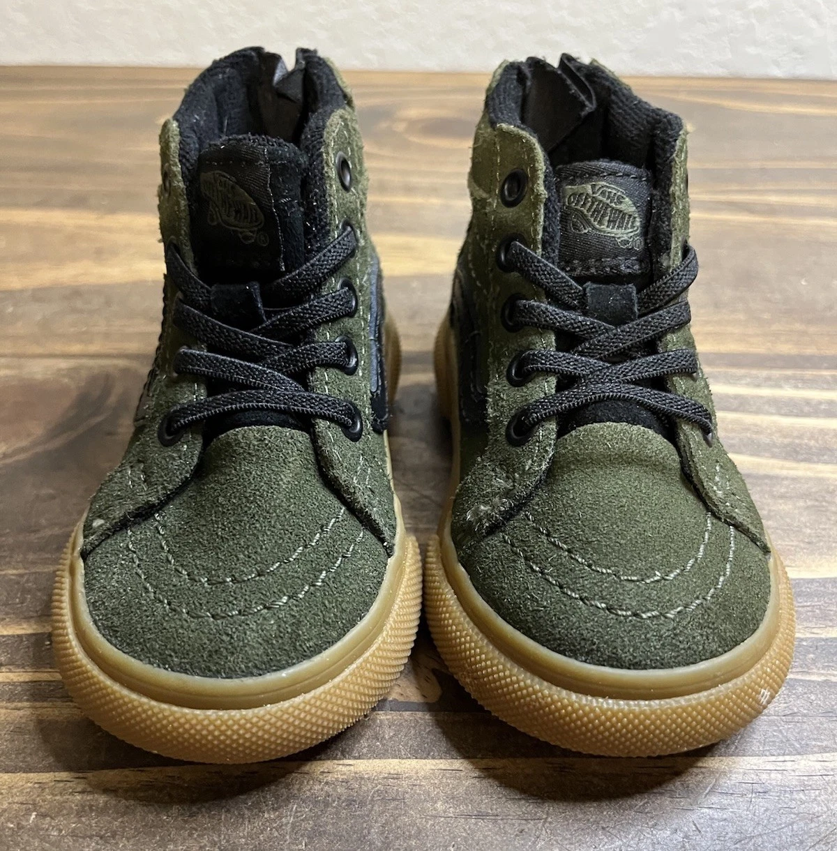 Scarpe stivali Vans bambini MTE clima freddo zip posteriore bambino taglia 4 verde nero scamosciato