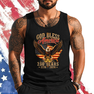 God Bless America Eagle 250 Years 1776 2026 4th of July Tank Top