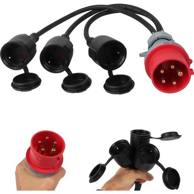 CEE Adapter Starkstrom 16A, 3-fach 230V Kupplung, 400V, Camping, Industrie