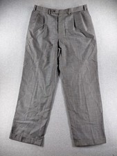Chaps Men's Dress Pants Size 40x32 Gray Wool Pleated Cuffed Straight Leg 39x31.5