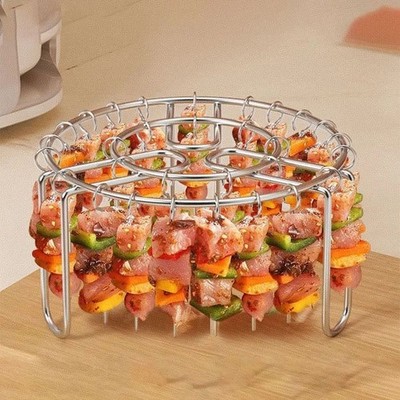 Air Fryer Grill Rack 24 Meat Skewers Vertical Kabob Holder Barbecue Stand for