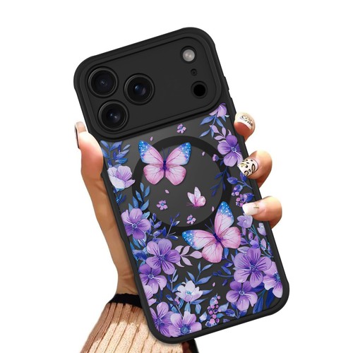 OOK Purple Butterfly Floral Phone Case Made For iPhone 17 Pro Max 6.9 Inch