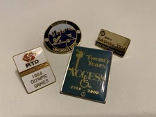 Lot of 4 Vintage LA RTD Metro Transit Pins 1984 Olympics Safe Driving Access